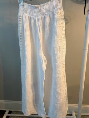 4Our Dreamers White Gauze Wide-Leg Pants with side details size XL